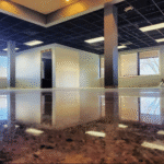 Close-up of a freshly finished epoxy floor with a smooth, glossy surface reflecting light